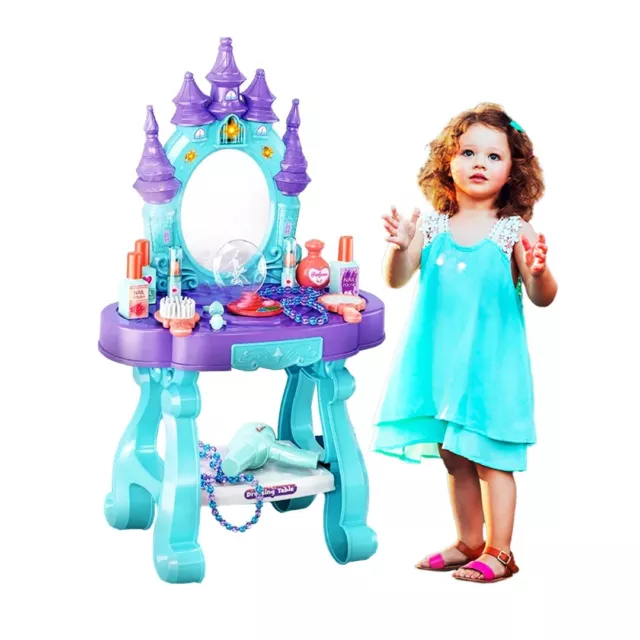 26Pc Kids Glamour Mirror Vanity Dressing Table Children Play Set Makeup Toy  Gift