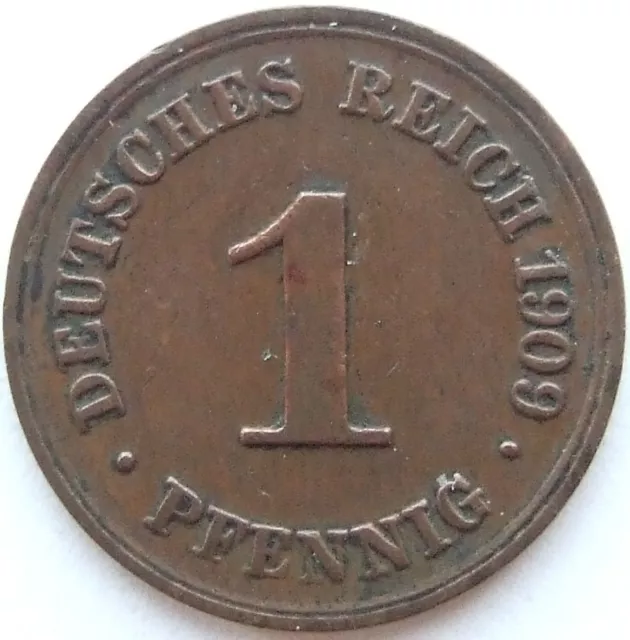 Moneta Reich Tedesco Impero Tedesco 1 Pfennig 1909 F IN Extremely fine