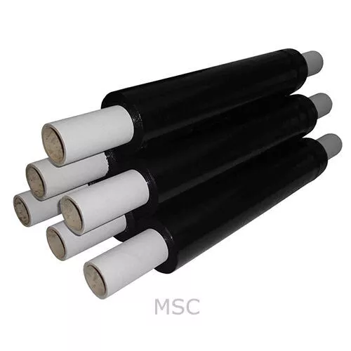 BLACK PALLET STRETCH WRAP EXTENDED CORE 400mm x 250M STRONG 1 2 6 12 24 ROLLS