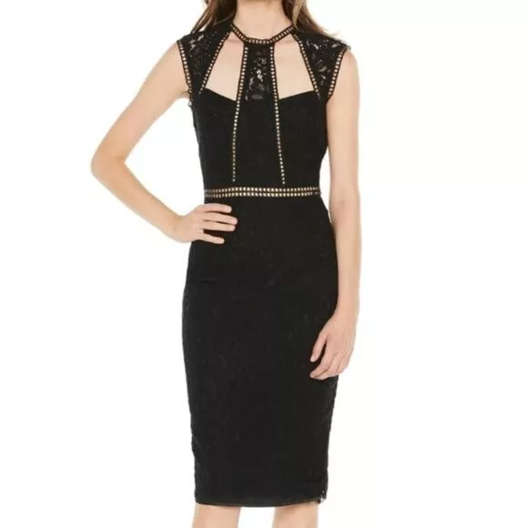 NEW Bardot Womens 6/S lace Dress Cutouts Splice Panel Sheath Fitted Cocktail