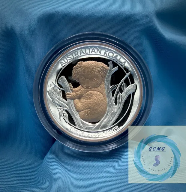 2021 $8 5oz Silver Austrailian High-Relief Gilded Koala Proof Coin