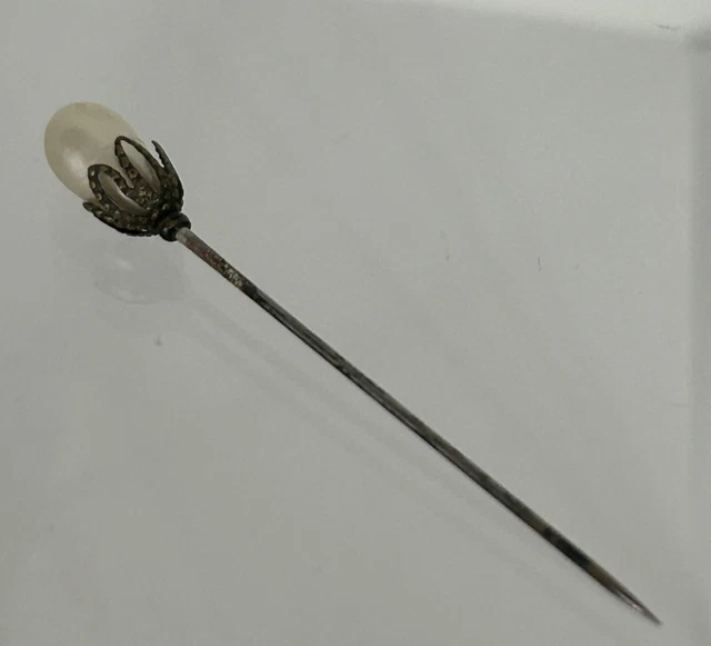 Épingle à cravate en argent massif antique - France
