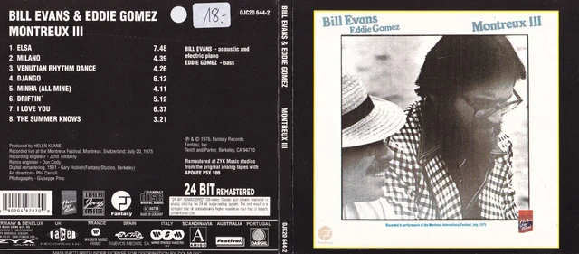 BILL EVANS, EDDIE Gomez – Montreux III CD Digipak, Original Jazz