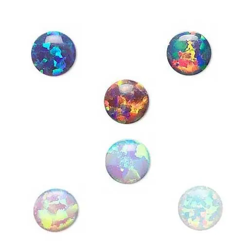 Little 4mm Round Flat Back Domed Small Manmade Opal Cabochon