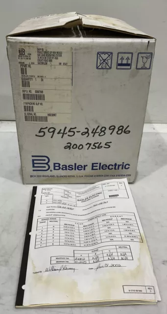 Basler Electric Be1-50 F2Ea1Pa0N0F Instantaneous Overcurrent Relay 373