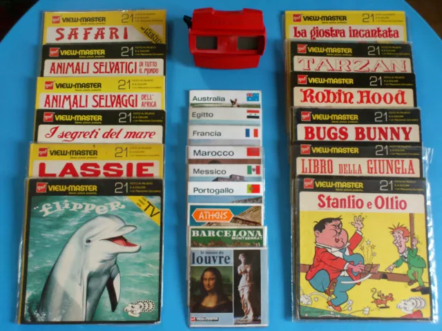 View-Master Rosso Gaf Model G Originale Vintage Raro Lotto Completo Da 22 Pezzi!