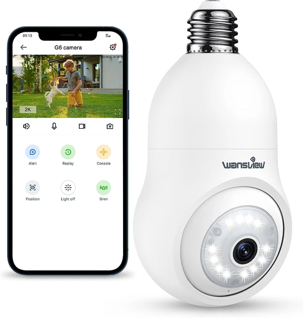 AMPOULE CAMERA SURVEILLANCE Wifi Exterieure Sans Fil - 2K Caméra ...