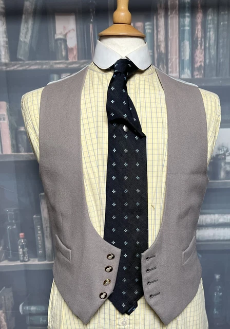 "Gilet/gilet vintage grigio colomba abito da mattina abito formale 38"/97 cm ch...