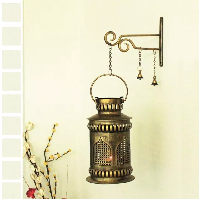 Handcrafted Mehrab Art Iron Burni Diya Lantern Lamp With Hanger For Home Decor