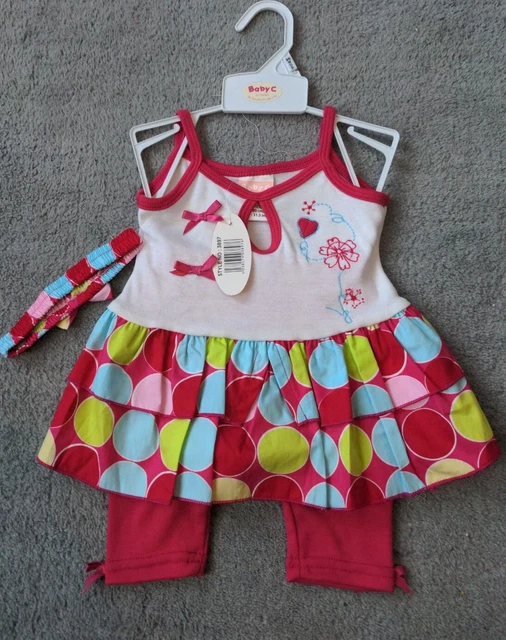 BNWT Gorgeous baby girls 3-6 months outfit top leggings & headband NEW