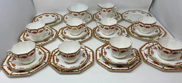 Vintage Delphine China Octagon “Middleton 12teaplates,11saucers 8cups Milk,sugar