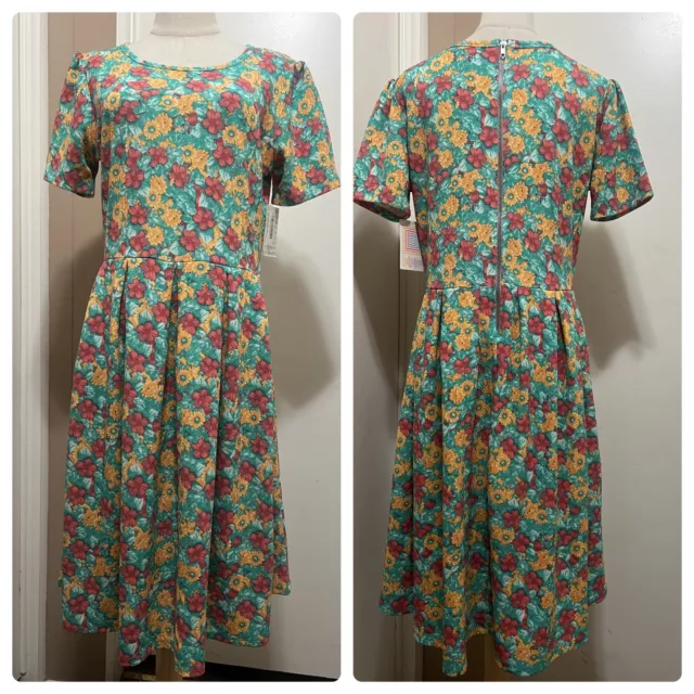 LULAROE AMELIA FIT And Flare Colorful Printed Floral Dress Euc Size XL NWT  $35.00 - PicClick