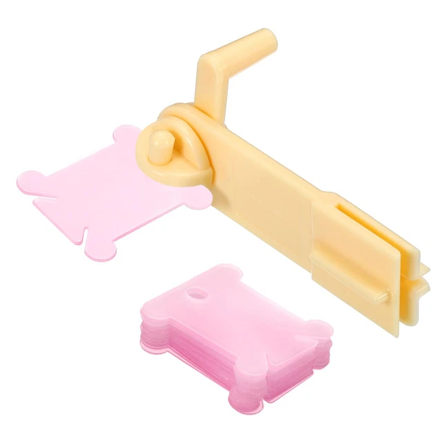 100 piezas placa de tarjeta de hilo de coser hilo dental de plástico con bobinador, rosa