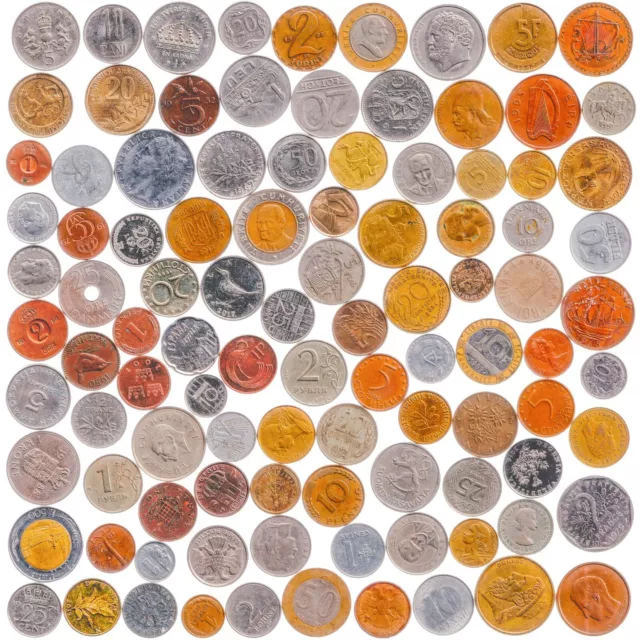 Münzen Aus Verschiedenen Europäischen Ländern. Alte Wertvolle Sammlerwährung