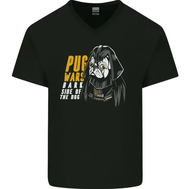 Pug Wars Funny Parody Dog Mens V-Neck Cotton T-Shirt