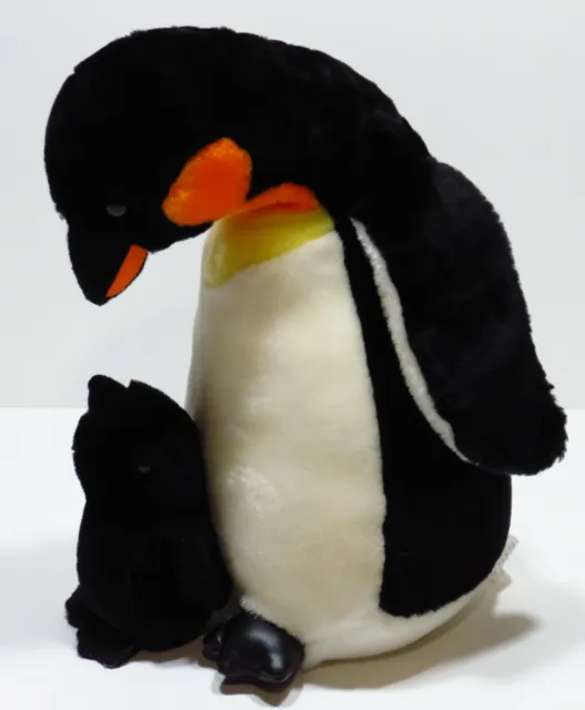 Mama Emperor Penguin & Baby Chick Realistic 12" Stuffed Animal Plush Toy Nice!