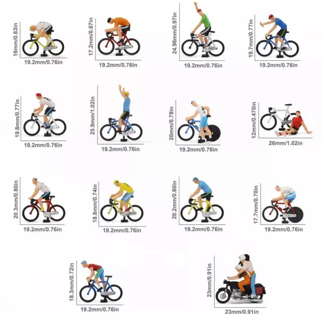 HO Scale 1:87 Cyclist Photographer 15 Poses Bike Motorcycle Model Cycling Scene 3