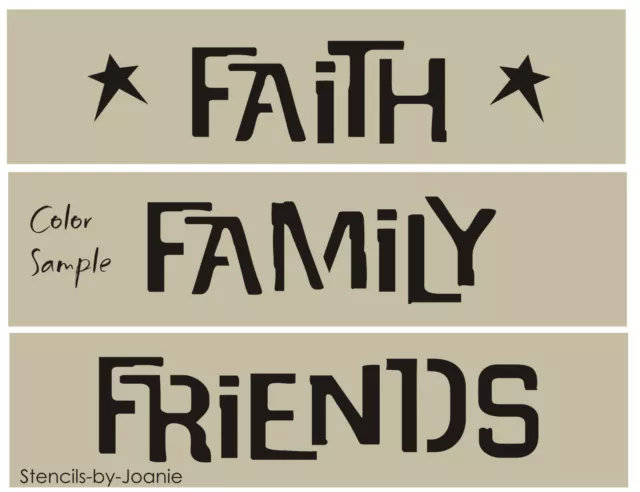 3 piezas. Juego de plantillas Faith Family Friends Fuente Whimsey País Familia Prim Blocks