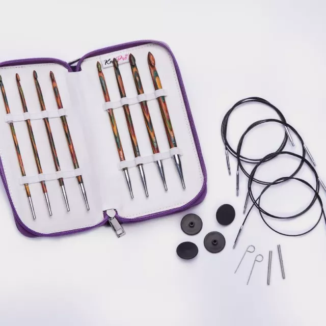 KnitPro Symfonie Holz Tunesischer Häkelhaken Set - 8 Haken 4 Kabel Zubehör