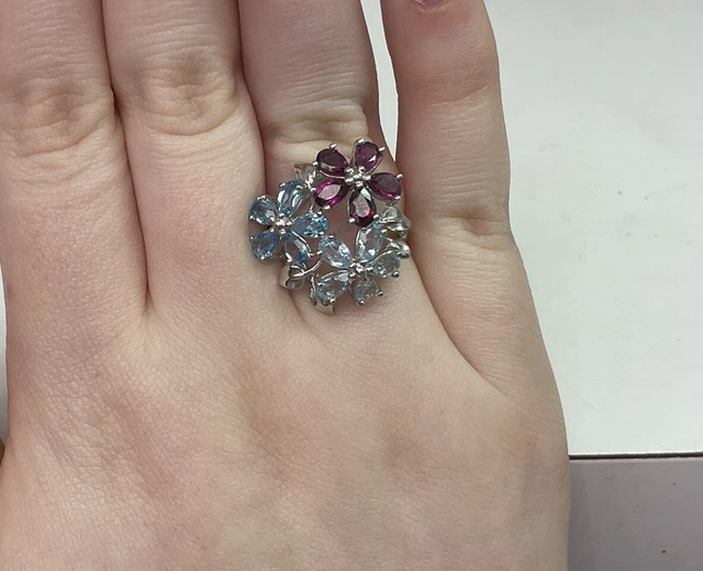 **Sterling Silver Multi-Gem Ring Size 5.75**