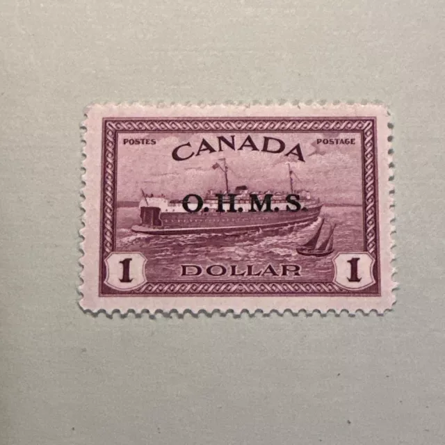 Estampilla de ferry de tren OHMS 1949-50 sobreimpresa de Canadá montada sin montar o nunca montada Scott #O10