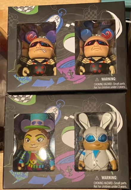 NEW SET Disney MAD T PARTY Mad Hatter White Rabbit Dee Dum 3" Vinylmation Set LE