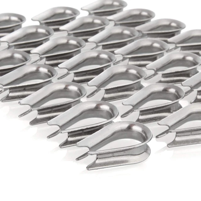 50 Pack M6 Stainless Steel Thimble for 1/4 Inch Diameter Wire Rope Cable