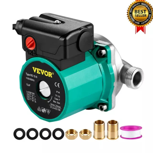 Recirculating Pump 93w 110v Water Circulator Pump Automatic Start Three Speed US