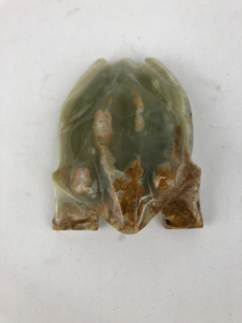 Frog Onyx Paperweight Ornament Green & Brown Vintage 3" Toad Marble S694