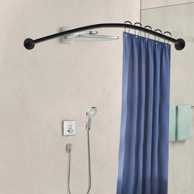 TELESCOPIC LSHAPED SHOWER Curtain Rod Bathroom Bathtub Corner
