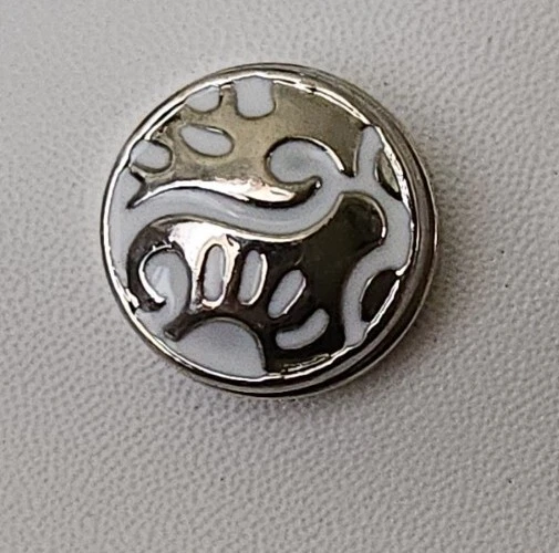 White Silver Snap Jewelry 18mm Button Charm Ginger,  Chunk, Noosa