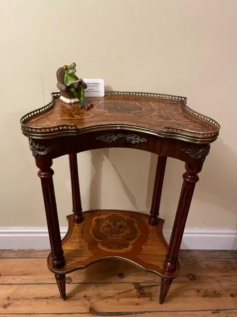 19th. Century French Louis XV Style Rosewood & Marquetry Etegare SideTable