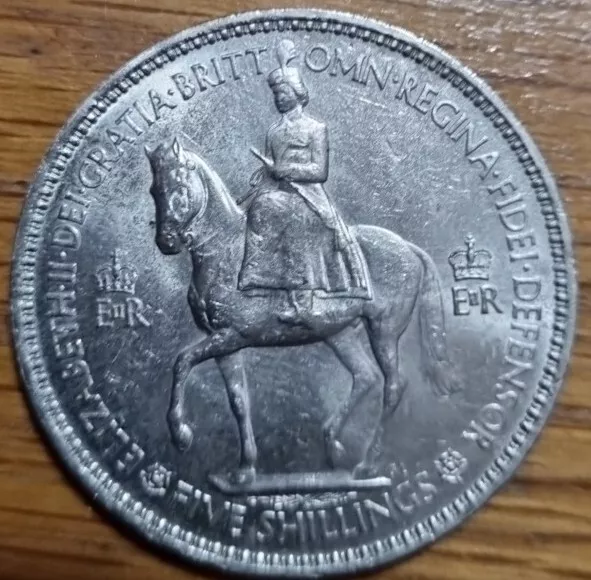 1953 Queen Elizabeth II Coronation Crown Commemorative Five Shilling Coin