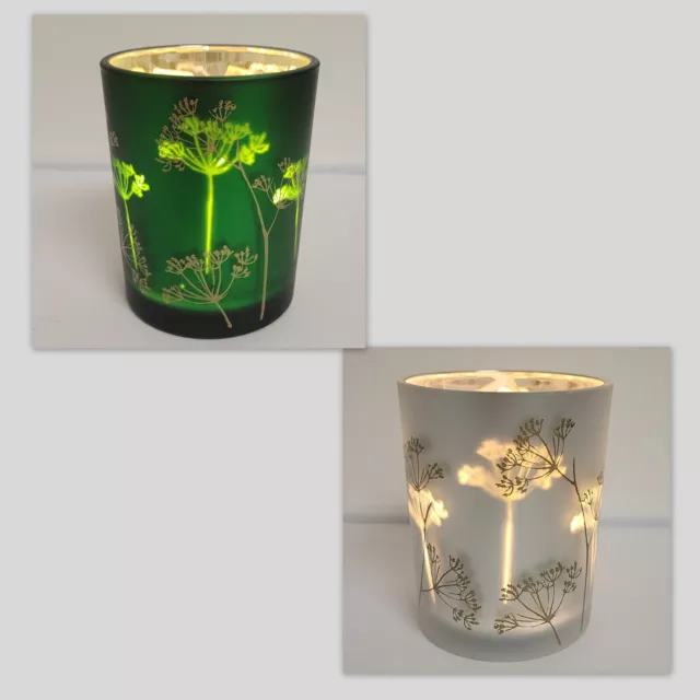 Gilde Glas Windlicht "Pusteblume" Grün Silber Gold Innen Glänzend Frühling