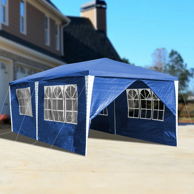Pavillon 3x6m Festzelt Blau Partyzelt komplett verschließbar Pavillion