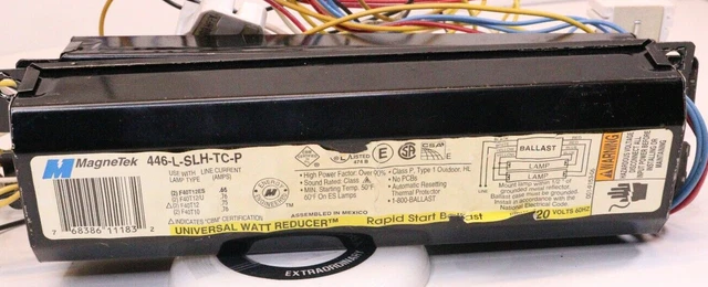 2-MAGNETEK 446-L-SLH-TC-P - RAPID START BALLAST - 120V, 60 HZ - EUC 4Lamp Set Up