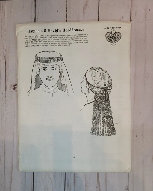 Atria's Fashions 1987 Hanida's & Hadhi's Headressess No.36 Pattern Uncut