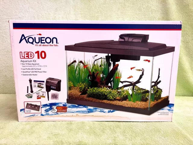 Aqueon Aquarium Fish Tank Starter Kit LED Lighting 10 GalLon (Cheapest On eBay)