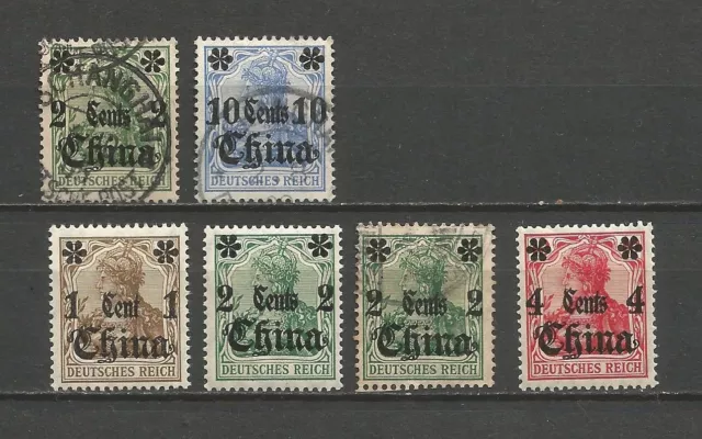 Deutsche Kolonien China 1905-1906 Mi 29 31 38 39 40a gest-MH