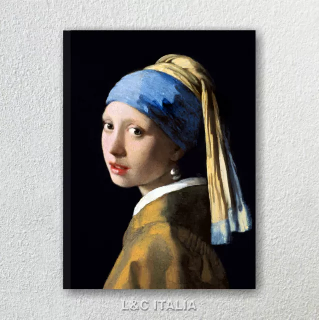 Vermeer, Ragazza con il turbante QUADRO INTELAIATO STAMPA TELA ORECCHINO PERLA