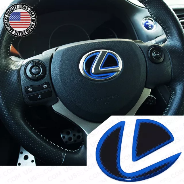 Lexus Car Interior 3D Blue Hybrid Steering Wheel Logo Badge Emblem Decoration