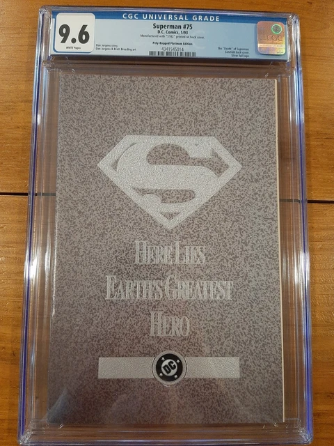 Superman #75 Cgc 9.6 Poly-Bagged Platinum Edition White Pages With Original Bag