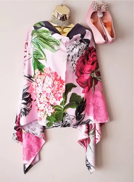 Ted Baker Zaina Palace Gardens Floral Large Wide Reversible Scarf *Match Dress*