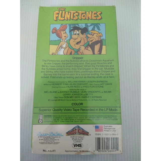 THE FLINTSTONES VHS Dripper 1989 Fully Animated Hanna Barbera New