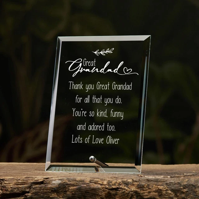 Personalisierte tolle Großvater Geschenk Glas Plakette mit Gefühl GP-92