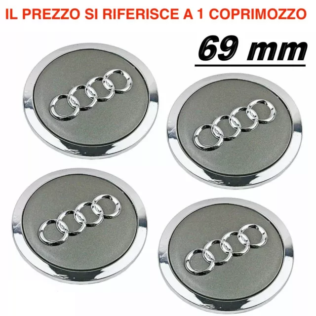 tappo coprimozzo copri mozzo foro 69 mm per cerchi lega audi a4 a3 a1 a6 q3 q5*