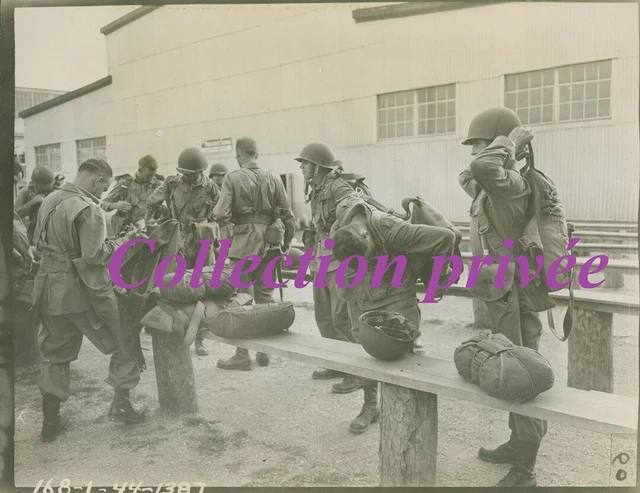 US WW2 PHOTO para veste Airborne casque Dday Normandie Carentan Utah ...