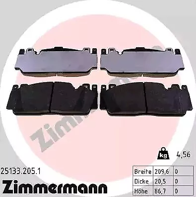 ZIMMERMANN 25133.205.1 Plaquettes de freins pour BMW 5 Limousine (F10)