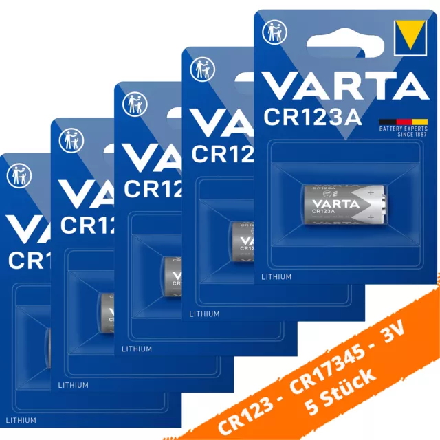 5 x Varta CR123A CR17345 Photo Lithium Batterie 3V 6205  ø17x34,5mm Blister