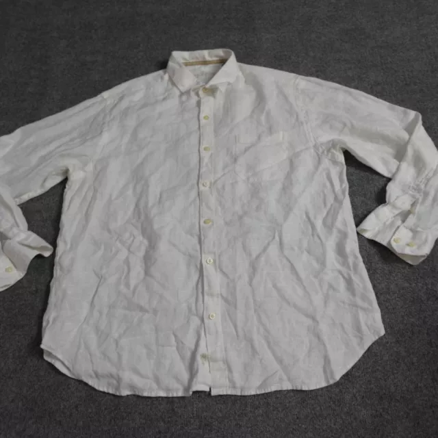 Tommy Bahama Mens Shirt XL  Ivory Solid Long Sleeve Linen